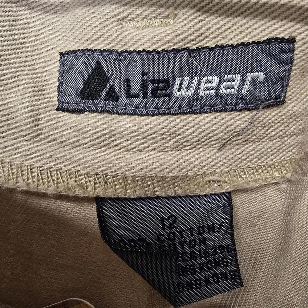 Lizwear Liz Claiborne Vintage High Rise Pleated Tapered Leg Khaki Pants Tan 12 - Picture 3 of 7